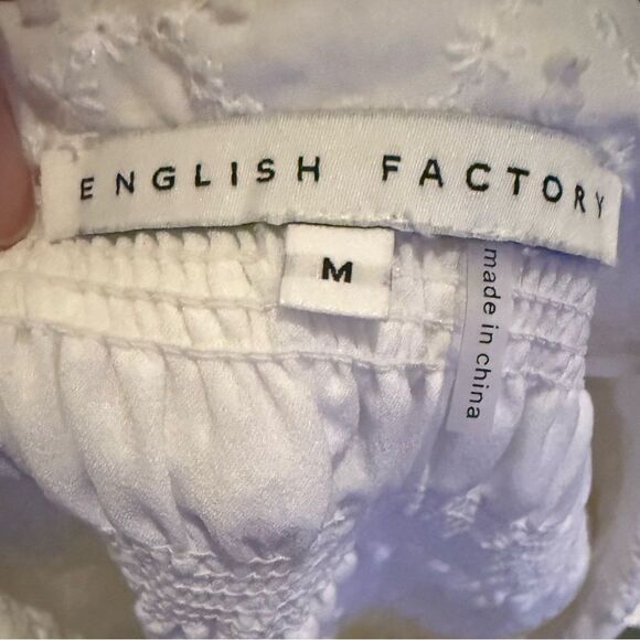 English Factory White Eyelet Ruffle Blouse size M - Picture 6 of 7